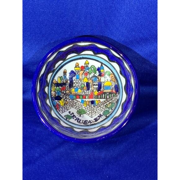 Small Ceramic Jerusalem Bowl Hand Painted - Picture 1 of 5